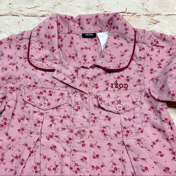 🔴SOLD Izod Corduroy Dress Button Down Long Sleeve Floral - Picture 2 of 5